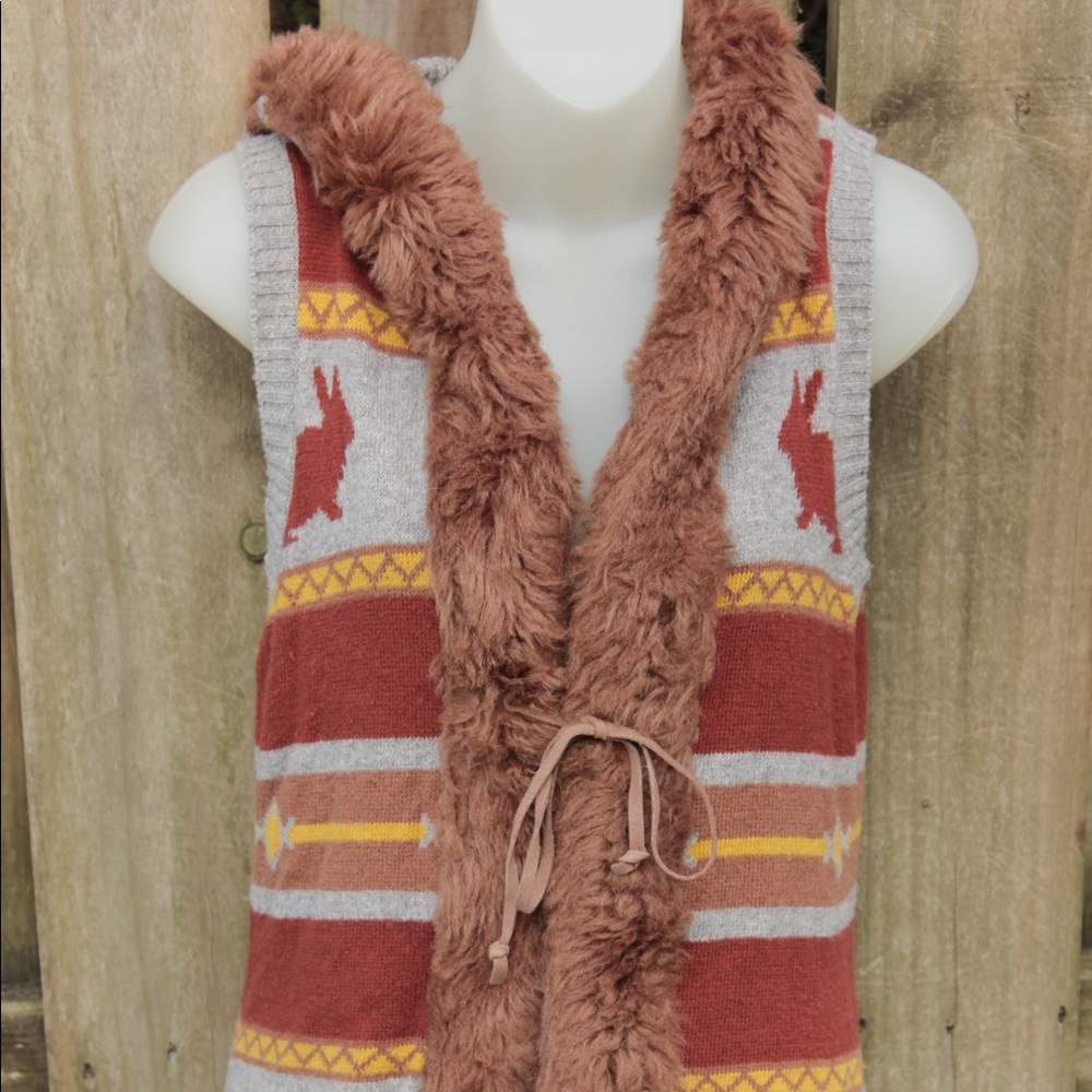 Bunny Vest with Fake Fur Hood Lining